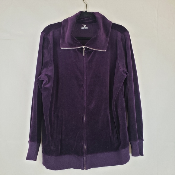 Jones New York Sport Velvet zip up Sweater 2X Stretch - Picture 1 of 6